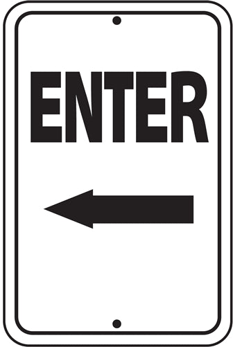 Enter (Left Arrow)- 12"w x 18"h Reflective Aluminum Sign