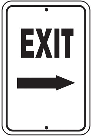 Exit (Right Arrow)- 12"w x 18"h Reflective Aluminum Sign