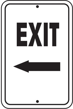 Exit (Left Arrow)- 12"w x 18"h Reflective Aluminum Sign