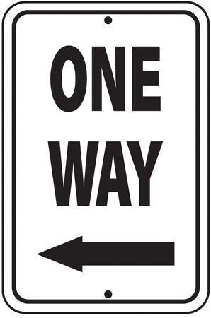 Reflective Aluminum Sign "One Way" Left Arrow