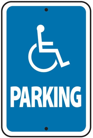 Reflective Aluminum Sign "Parking" with Handicap Symbol