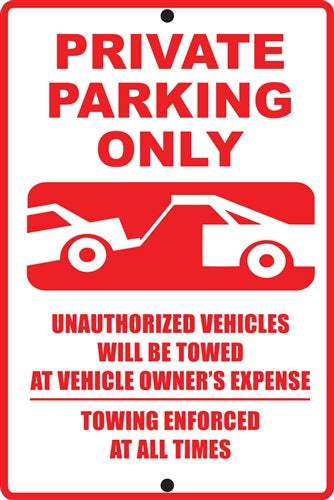 Reflective Aluminum Sign "Private Parking Only"