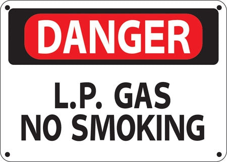 Danger LP Gas No Smoking- 14" w x 10" h Aluminum Sign