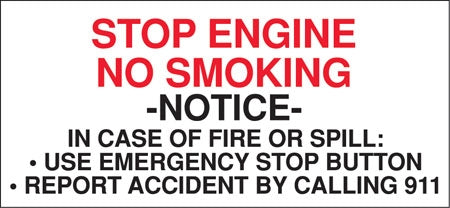 Stop Engine No Smoking- 13"w x 6"h Decal