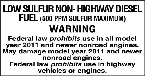 Low Sulfur Non-Highway Diesel- 5.25"w x 2.75"h Decal