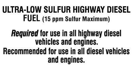 Diesel Ultra Low Sulfur- 5.25"w x 2.75"h Decal