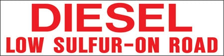 Pump Decal- Red on White, "Diesel Low-Sulfur On Road"