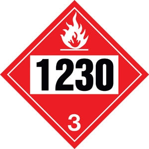 10 75 Square Truck Placard 1230 Methanol Class 3