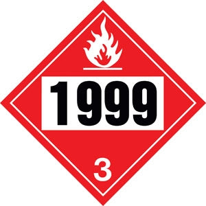 10.75" Square Truck Placard- "1999" Liquid Tars & Road Asphalt Oils Class 3