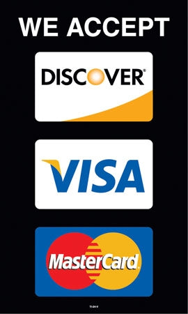 Visa, MasterCard, Discover- 12" x 20" Vertical Pump Topper