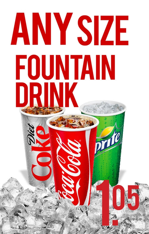 Fountain Drinks!- 28" x 44" .020 Styrene Price Insert