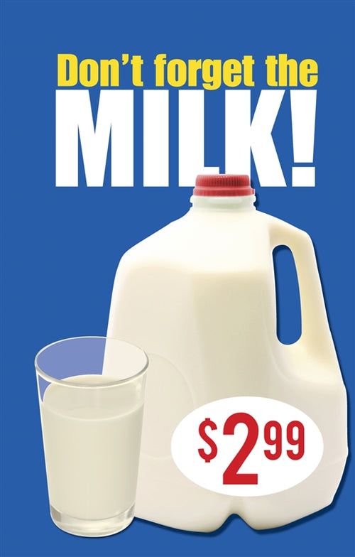 Milk- 28" x 44" .020 Styrene Price Insert