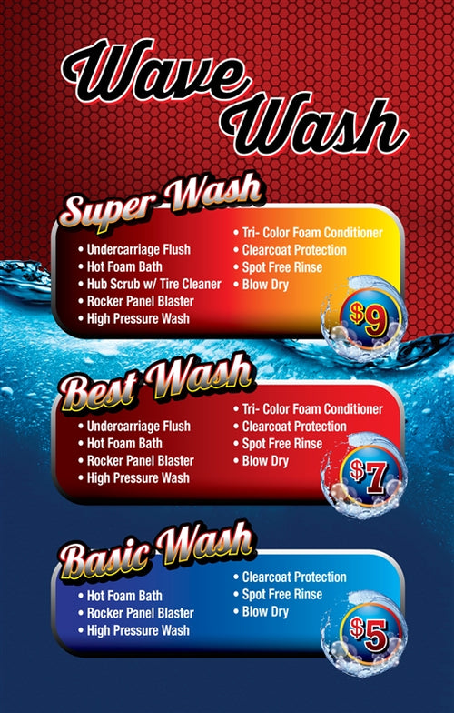 Wave Wash- Windmaster Menu- 28" x 44" .020 Styrene Insert