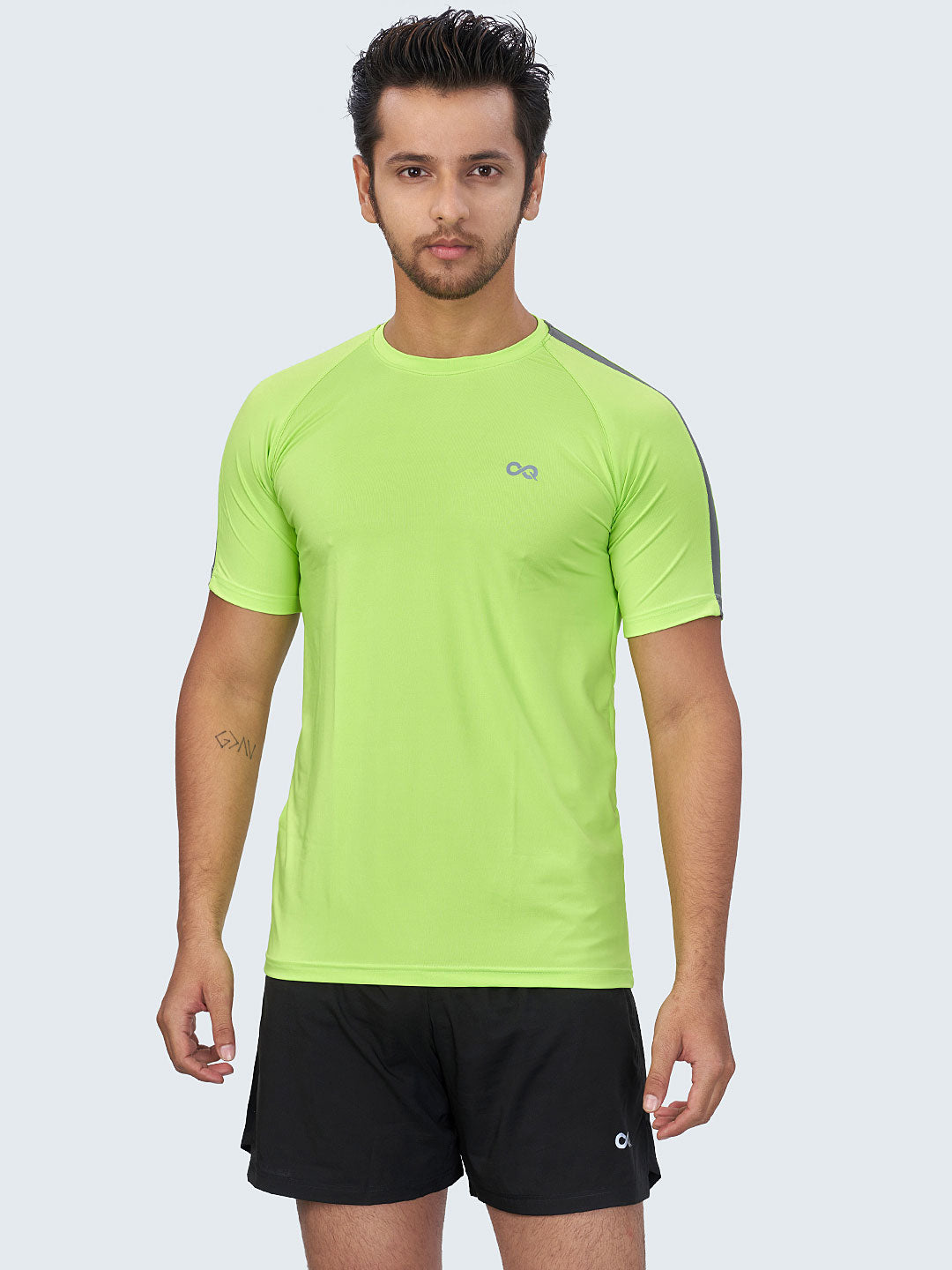 Men's Green Printed Round Neck Raglan Sports T-Shirt - 1982GN