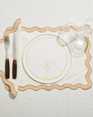 In The Roundhouse Beige and Sand Scalloped Edge Placemat and Napkin Set