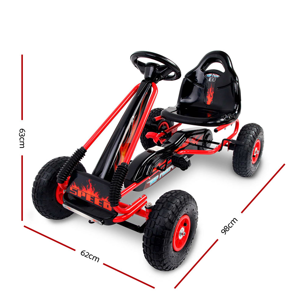 Red Go Kart, Powered Ride On Pedal Go Kart, Kids' Pedal Cars for Outdoor,  Racer Pedal Car with Anti-slip Tires, Music and Horn, Racer Bicycle with