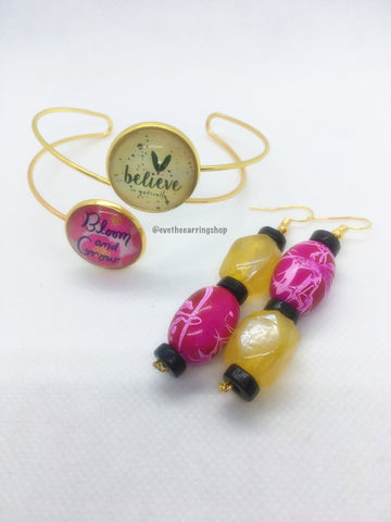 ensemble de boucles d'oreilles et de bracelets assortis ensemble de bijoux inspirants evetheearringshop.com