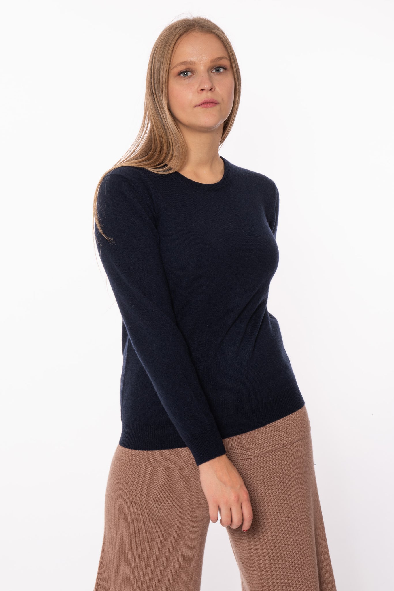 navy round neck jumper womens