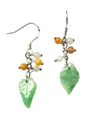 Leaf Certified Grade A Genuine Jadeite Jade Leaf Drop Earrings