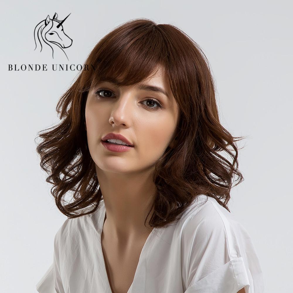 Blonde Unicorn 14 Inch Short Bouncy Curly Hair Wig With Bangs