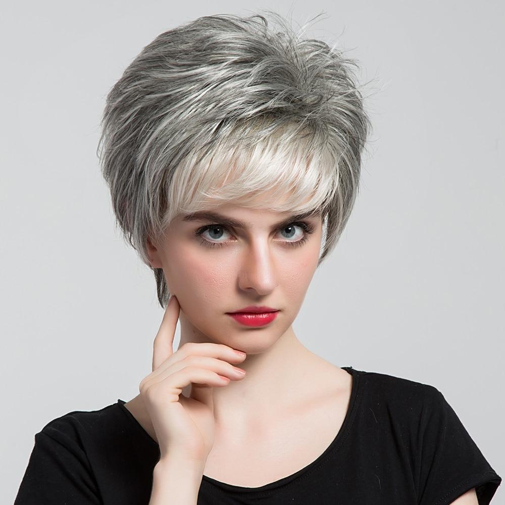 Blonde Unicorn 6 Short Synthetic Grey Hair Fake Wig 50 Human