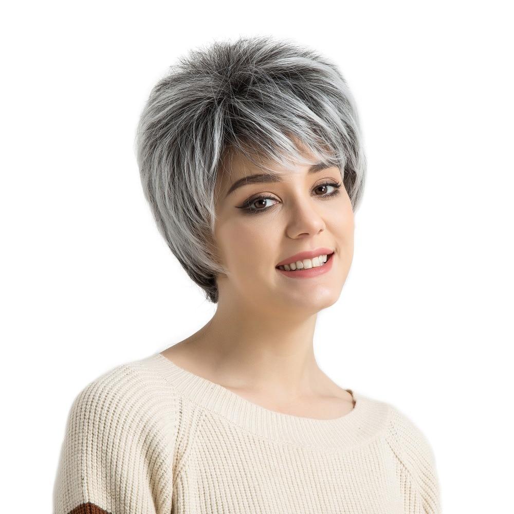 Blonde Unicorn 6 Short Synthetic Grey Hair Fake Wig With Side