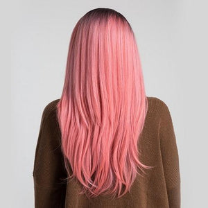 Blonde Unicorn Synthetic 24 Inch Long Hair Wig Ombre Pink Brown