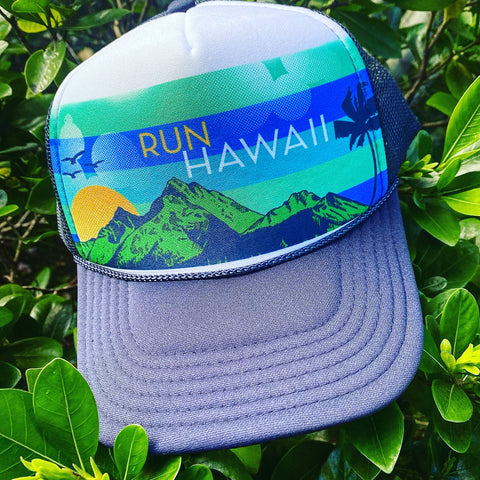 run hawaii trucker hat