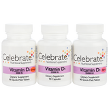 Vitamin D3 products including 5,000 IU quick melt orange, 25,000 IU quick melt berry, and 25,000 IU capsule