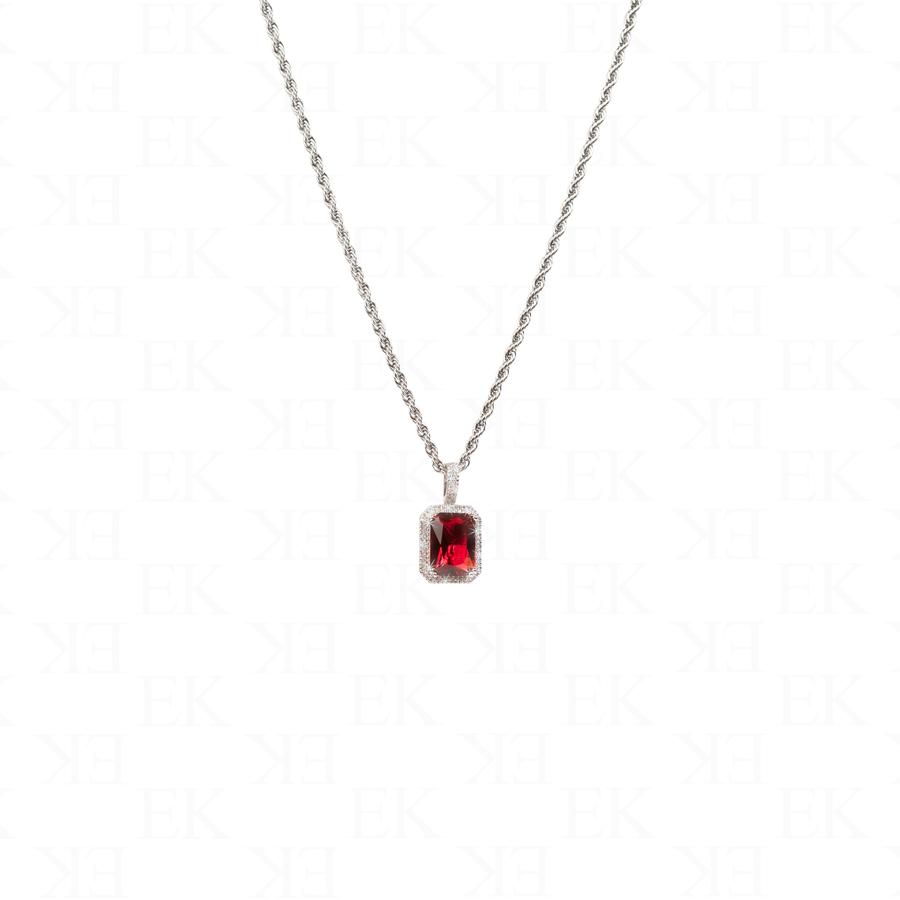 Red Sapphire Necklace Silver