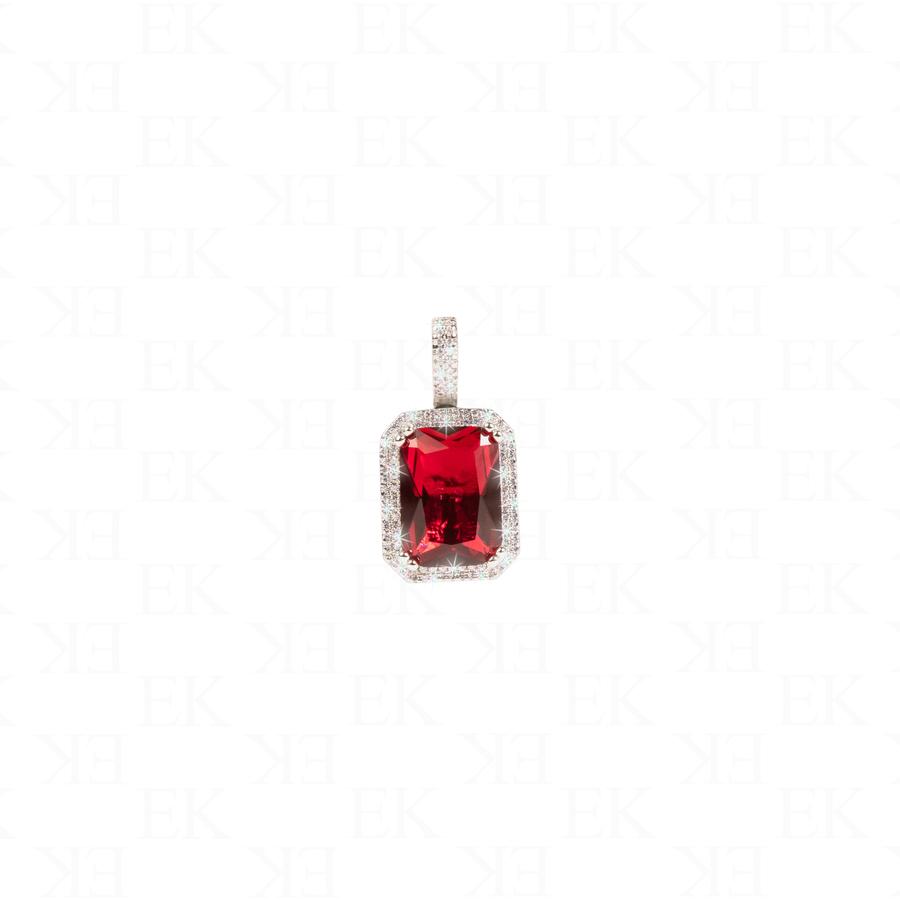 Red Sapphire Necklace Silver