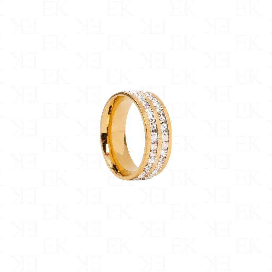 Double Iced Out Band Ring Gold