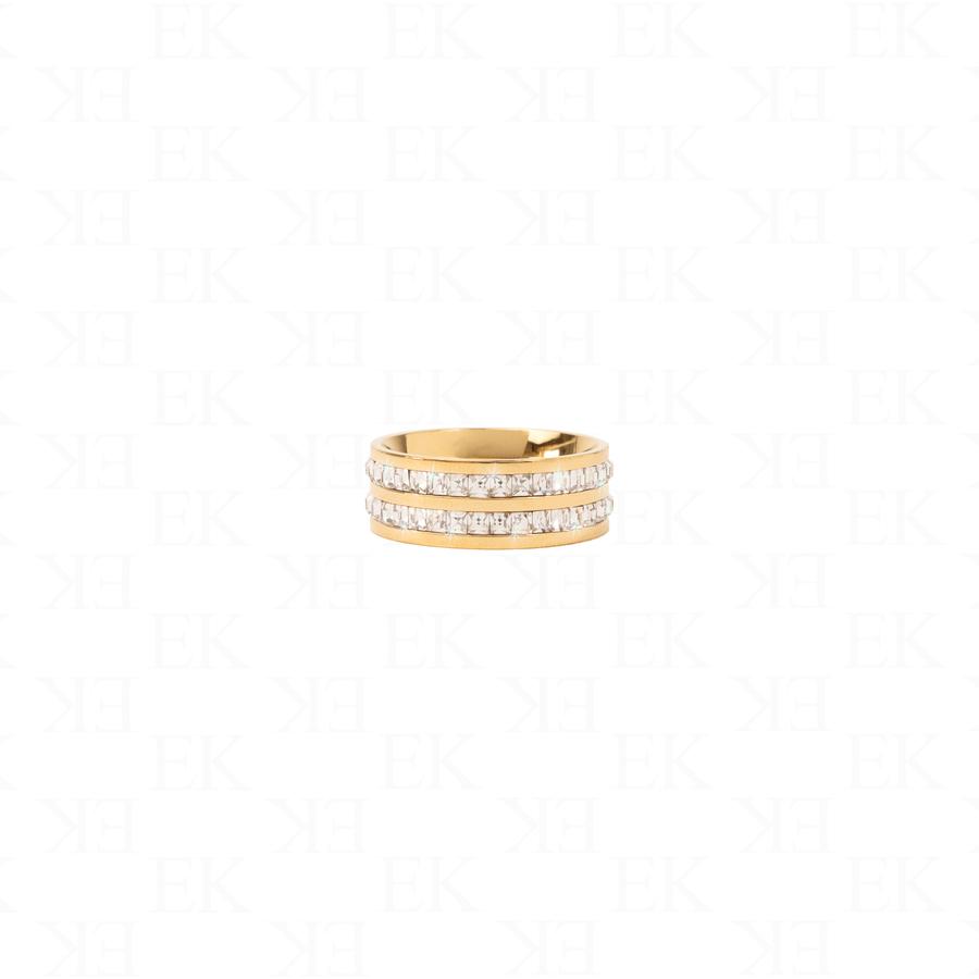 Double Iced Out Band Ring Gold