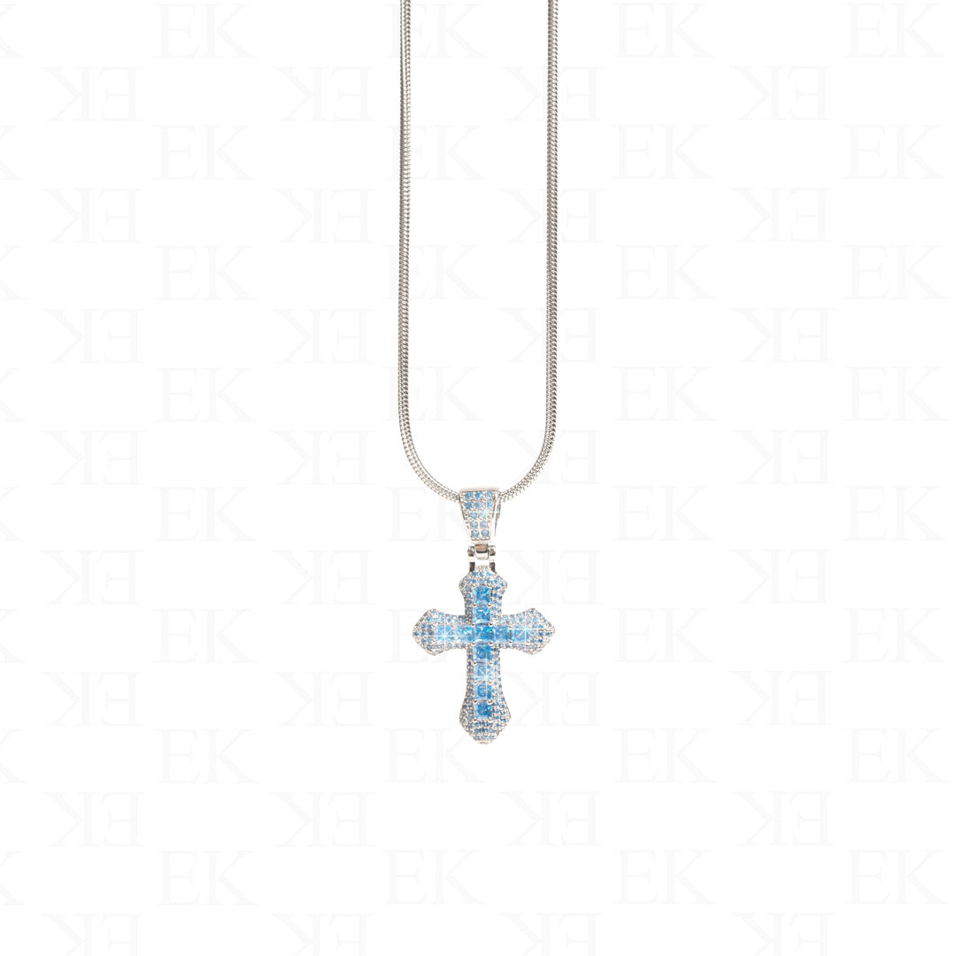 Infinite Cross Necklace Blue