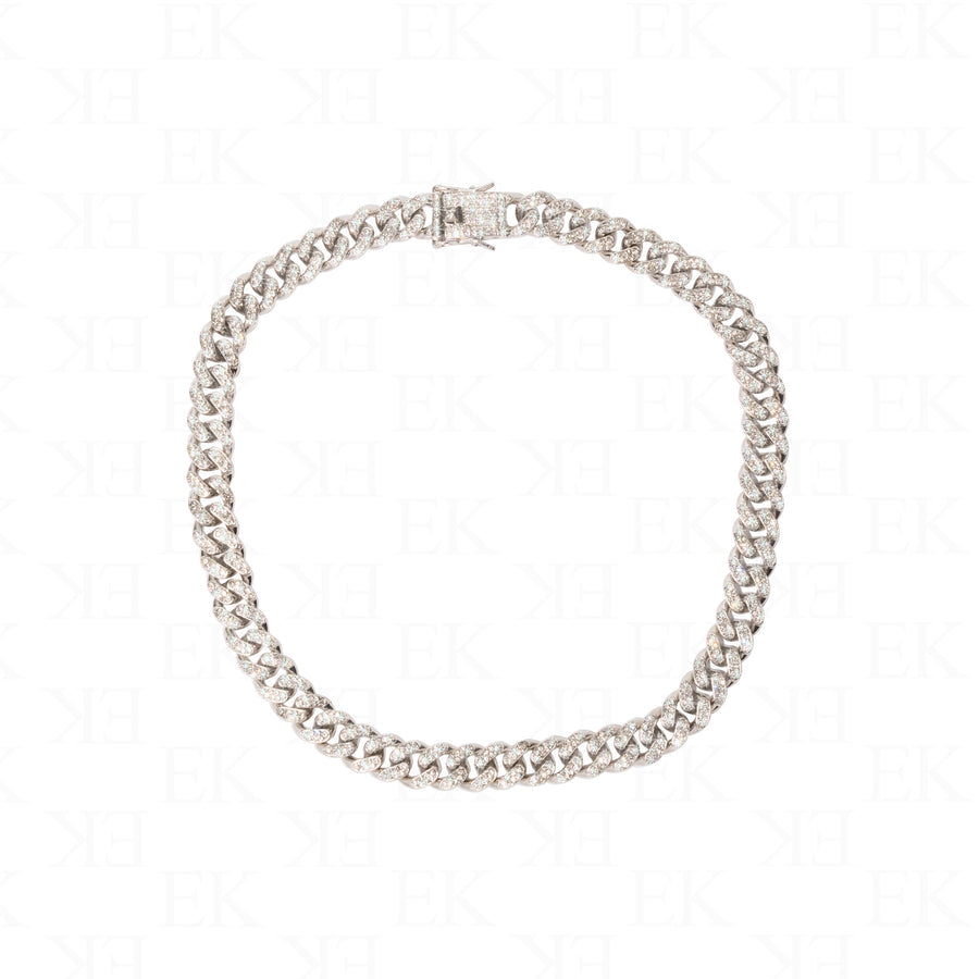 Cuban Link Chain Glass Stone Silver