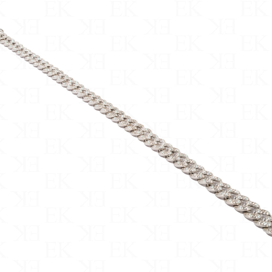 Cuban Link Chain Glass Stone Silver