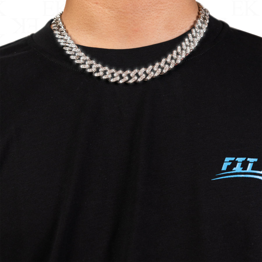 Cuban Link Chain Glass Stone Silver