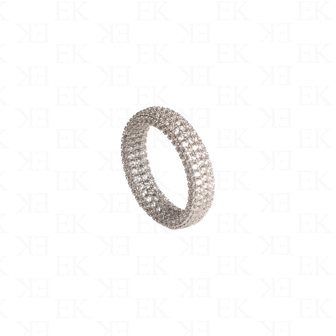 Full Link Iced Out Ring Silver