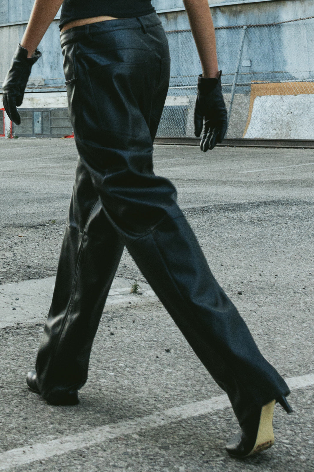 Product image for VEGAN LEATHER BOYFRIEND TROUSER
