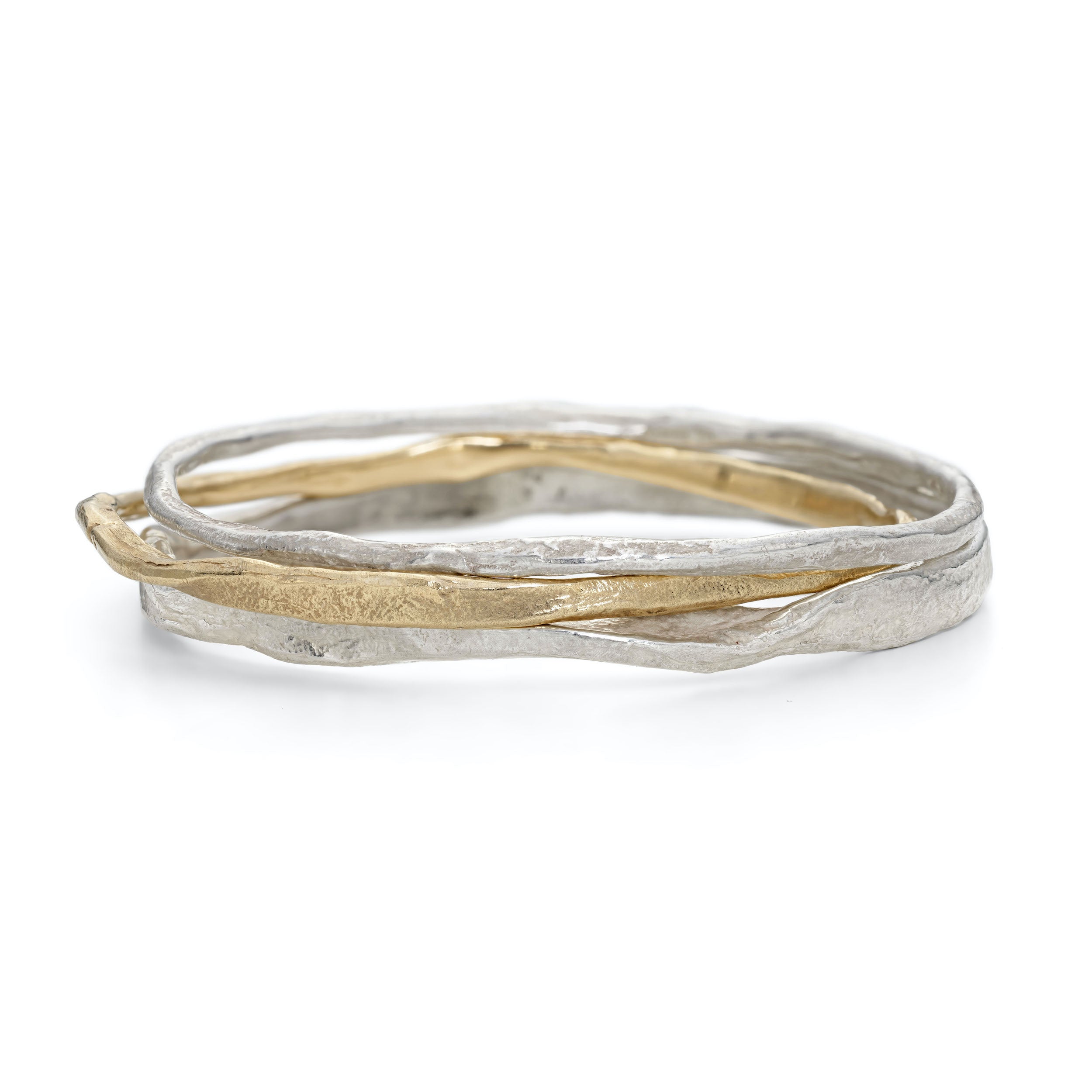 Chunky Silver & Gold Bangle Stack  Handcrafted Jewellery – Emily Nixon