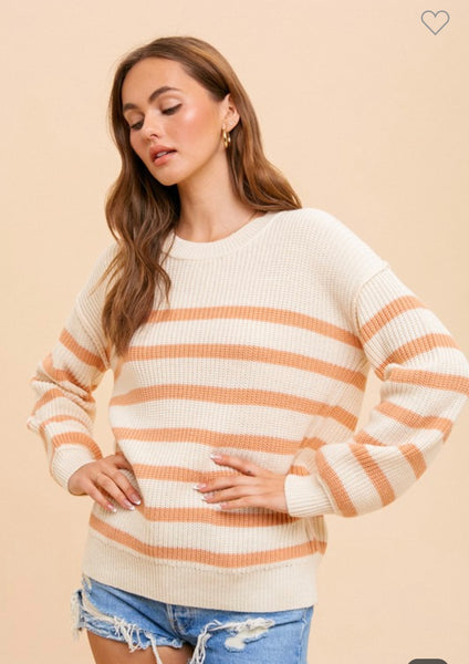 Orange Stripe Oversized Sweater