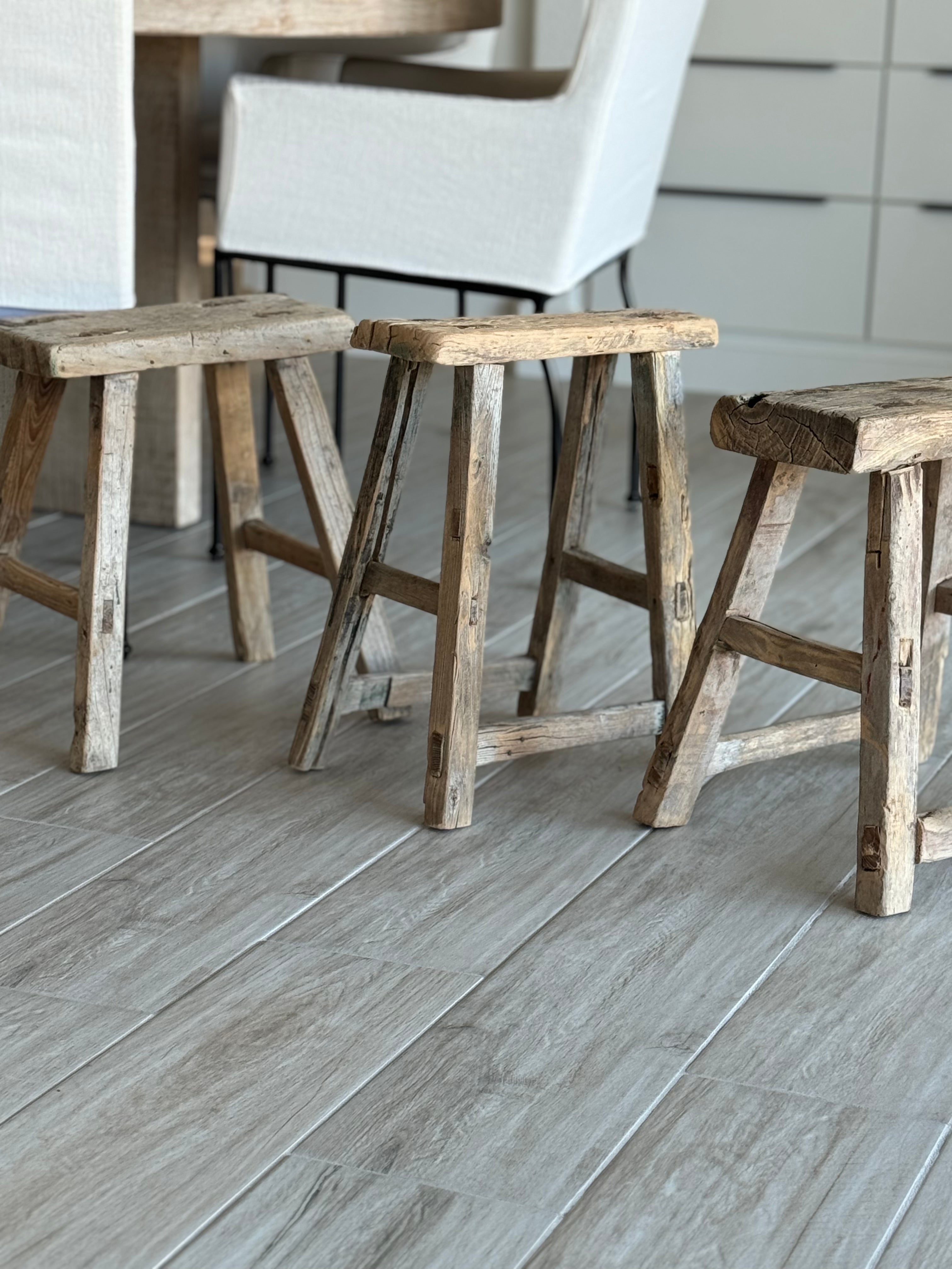 antique elm stools - bench - side table - Debra Hall Lifestyle