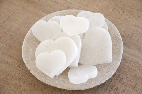 White Selenite Crystal Heart Shape