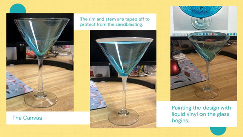 Prepping a Martini Glass for Sandblasting It's A Blast Glass Gallery Tucson Arizona