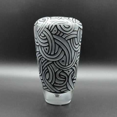 Black Hand-blown Glass Vase with Swirl Design It's A Blast! Glass Gallery Tucson AZ