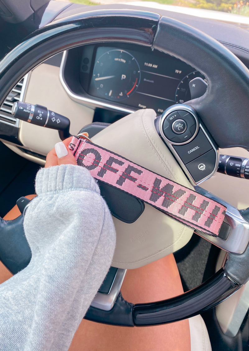 off white keychain strap pink