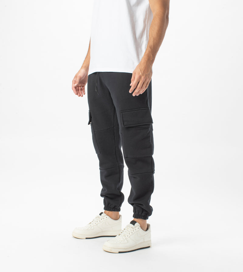 Jumpa Cargo Sweat Fleece Jogger Black – ZANEROBE