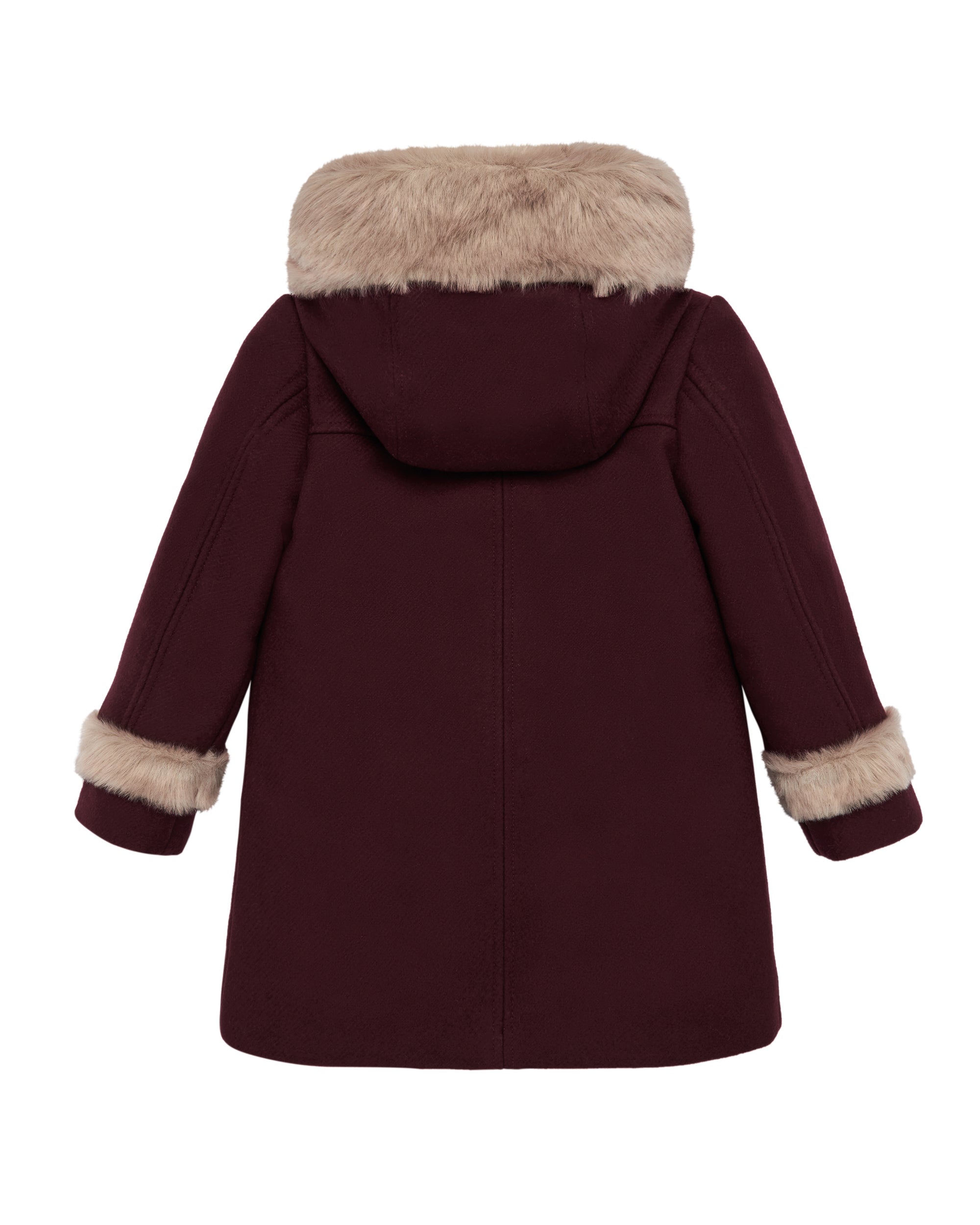 burgundy winter coat with fur hood