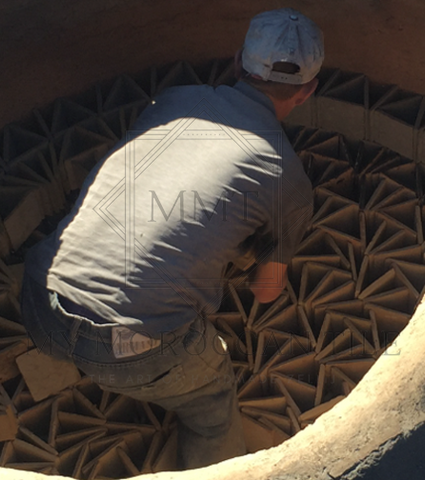 The shaped and formed clay is sundried for a second time in the shade, then baked firstly at low temperature. Once the moisture is completely out, the kiln is fired at high temperature to bake the moroccan tile. 