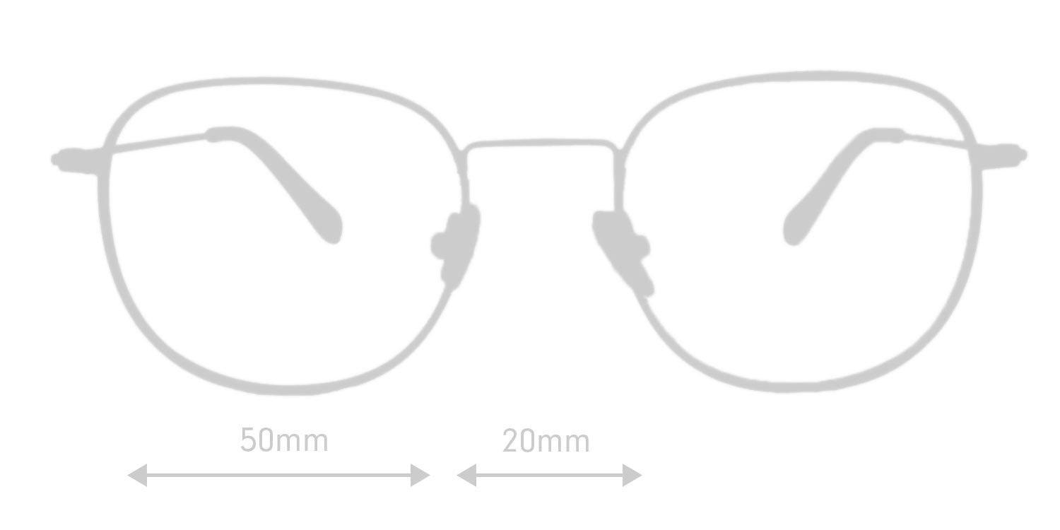 LUMES Bennett computer glasses silhouette with measurements from side angle